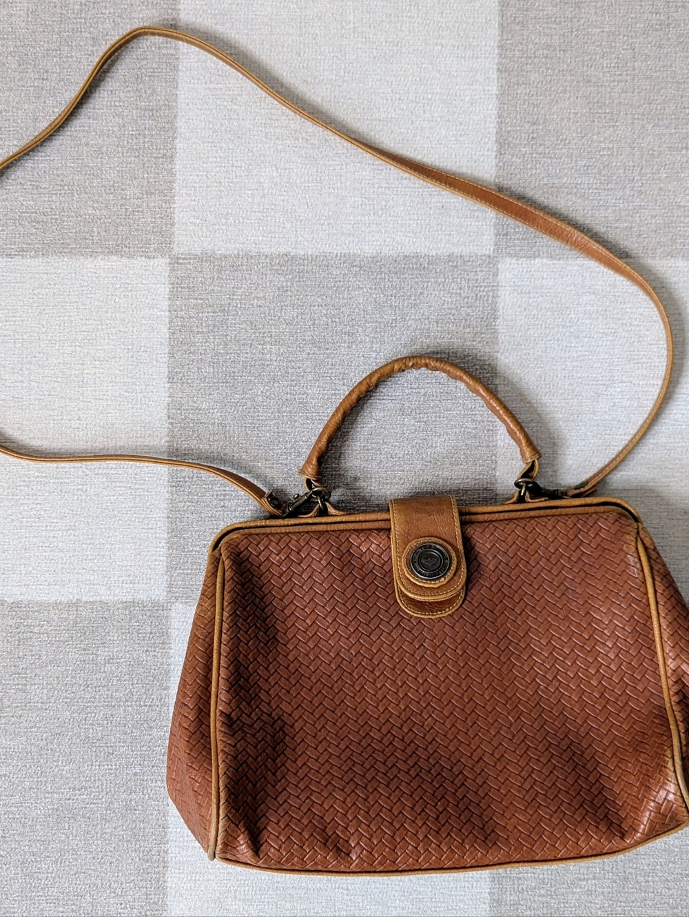 Vintage 80s Capezio woven embossed leather doctor bag satchel - Picture 2 of 9